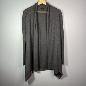 Theory Women's Long Cardigan Wool Open Front Charcoal Gray Size M